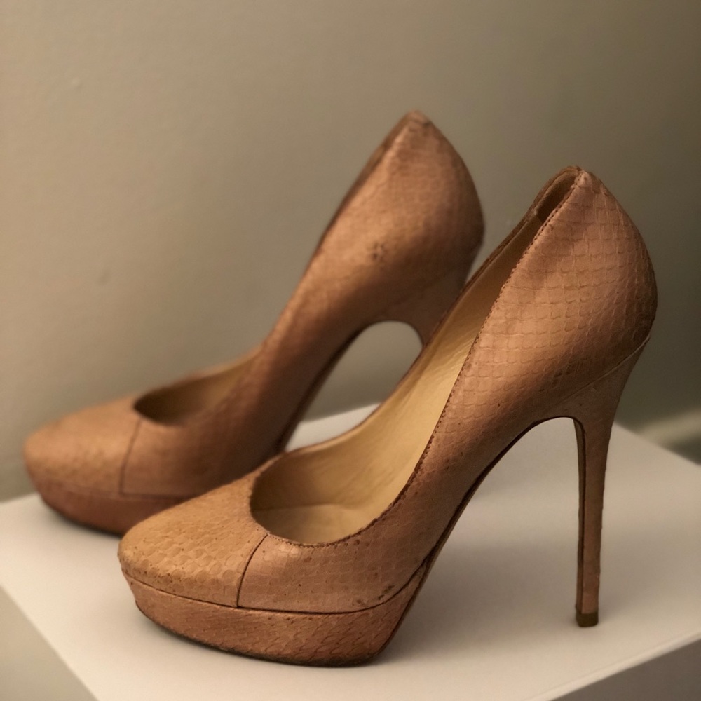 Nude Snakeskin Jimmy Choo Platform Pump - Picture 5 of 6